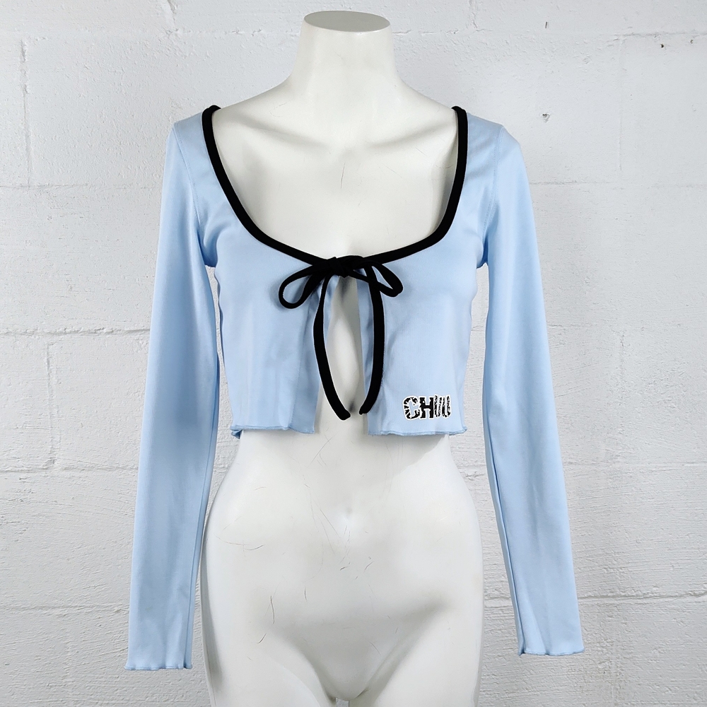 Chuu Korea Cropped Tie Front Top Y2K Style